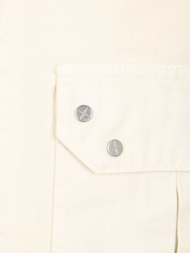 Stone Island Denim Research Cotton Denim Overshirt Shirts - White | 380aa3d45a592c78583b7d15a684c1bd59fae761