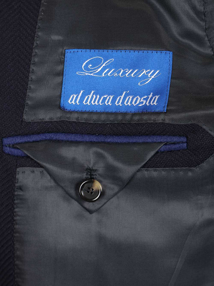 Al Duca D'Aosta Double-Breasted Wool Herringbone Blazer Dresses - Blue | 33a54aad4089b9e85799e06b39081a174c18e2e7