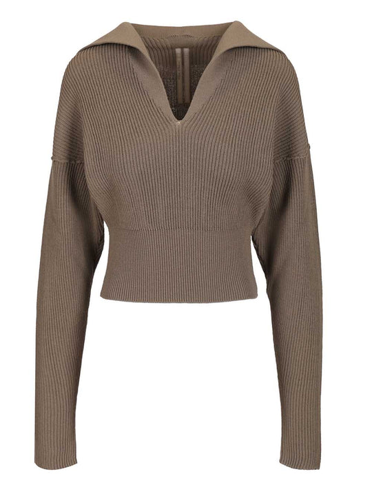 Cropped Sweater Knitwear Beige