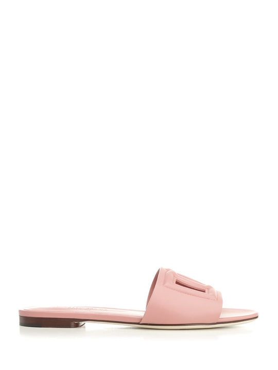 Calfskin Slides With Dg Logo Sandals Rose