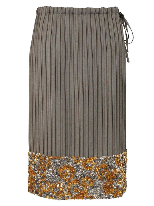 Striped Midi Skirt With Sequins Skirts Grey
