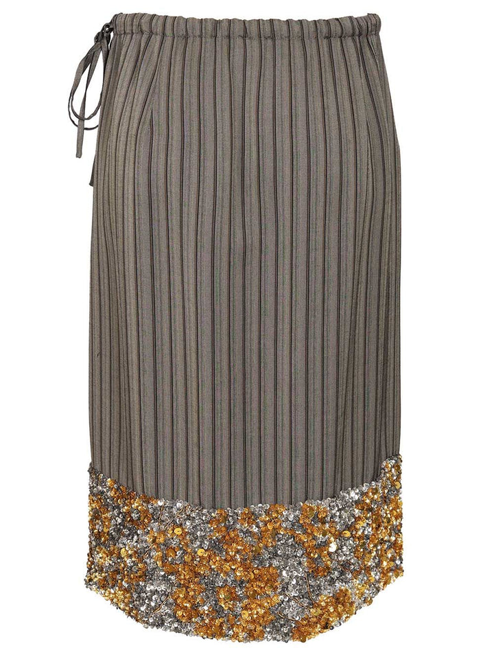 Dries Van Noten Striped Midi Skirt With Sequins Skirts - Grey | 4978d48c1974e7fec92530d6fa89d36032efd81f