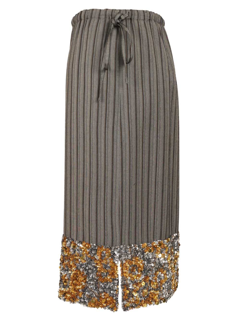 Dries Van Noten Striped Midi Skirt With Sequins Skirts - Grey | f5bd70c62277abe5a98caaedc42c7f8107743425