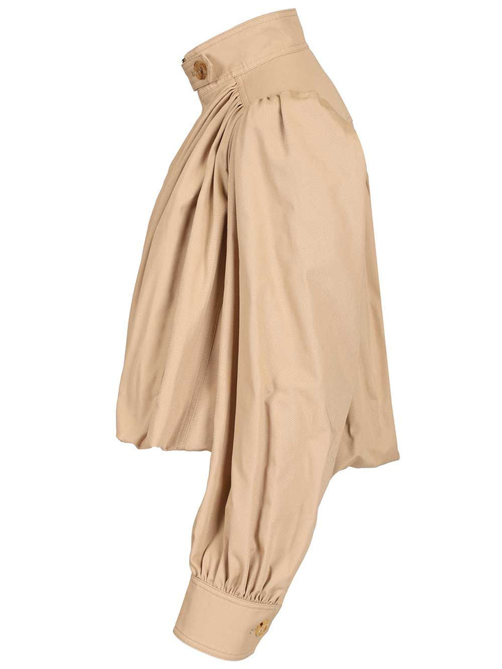 Chloe' Gathered Boule Jacket Knitwear - Brown | 7c753991f01fe00f6c33b92c4ff7c2f131630fe2