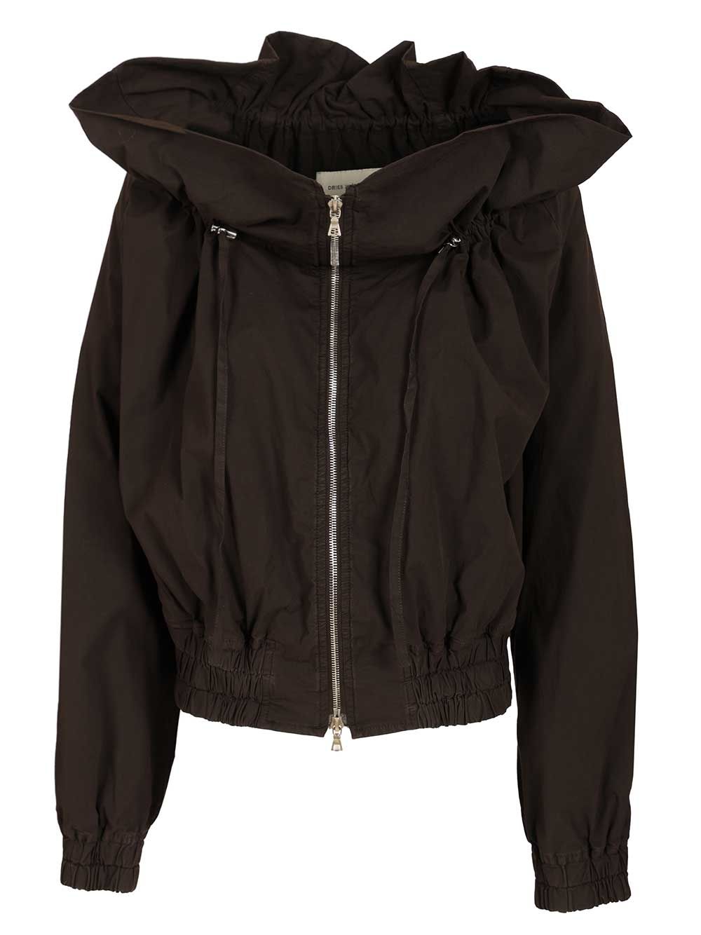 Dries Van Noten Cotton Blend Ruffled Jacket Jackets - Brown | 8dbc431ec5dc9a7f33b77dfdcd9c067b0e562a8e