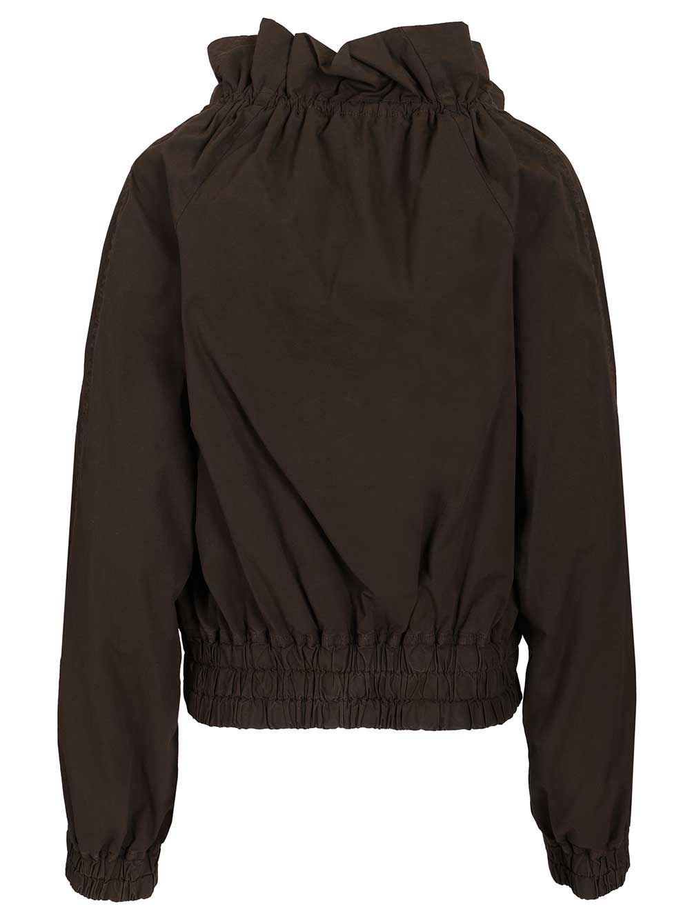 Dries Van Noten Cotton Blend Ruffled Jacket Jackets - Brown | 984bae6982639f863e9445b15386afbc3c67e214