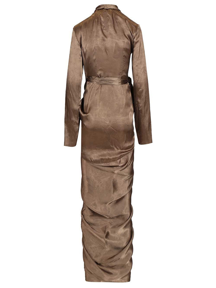 Rick Owens Wrap Gown Dress Dresses - Brown | 0a612433835d47033fd9c07c9060ff49121bc161