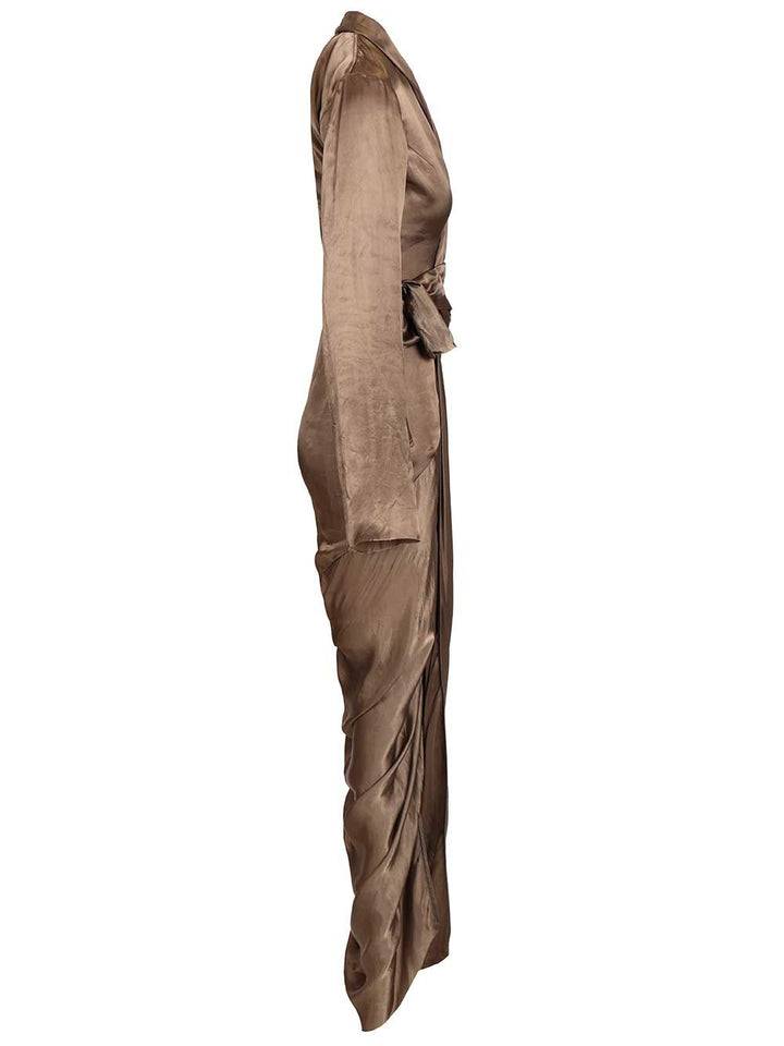 Rick Owens Wrap Gown Dress Dresses - Brown | b3cd762436d26fcbe0162db2dd083f4b2a526c68
