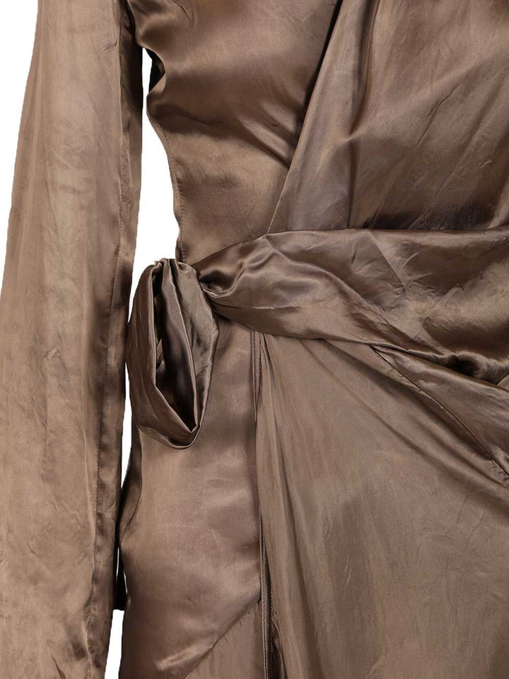 Rick Owens Wrap Gown Dress Dresses - Brown | 9a62de70c1e7fb293bc32b9a4e0b581266ffba50