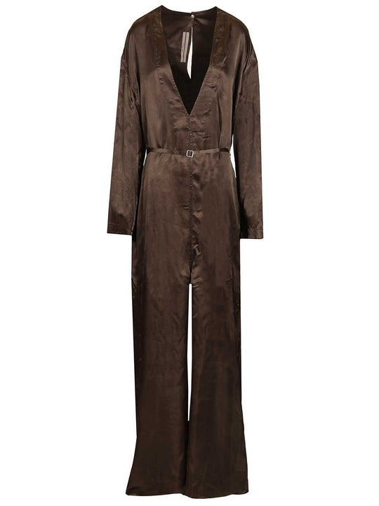 Long-Sleeved Jumpsuit Dresses Brown