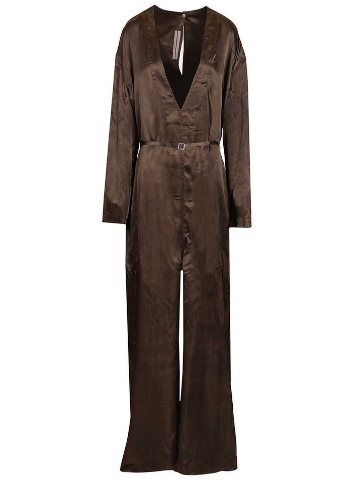 Rick Owens Long-Sleeved Jumpsuit Dresses - Brown | f10810ce5fd456c474c11bffa6931615571da61e