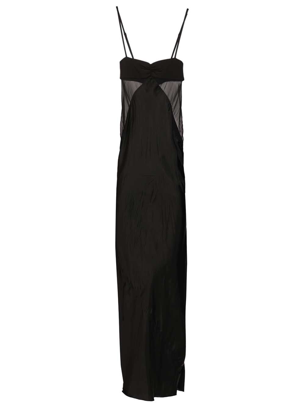 Rick Owens Combo Long Satin Dress Dresses - Black | 731adf86b86e9ad3755aa7fa5574a8c35e7683eb