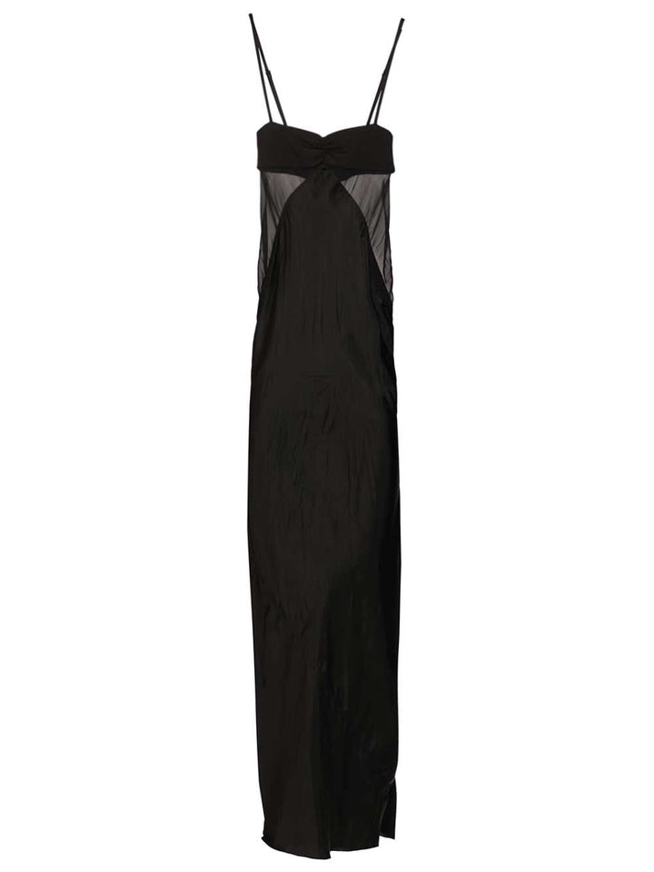 Rick Owens Combo Long Satin Dress Dresses - Black | 731adf86b86e9ad3755aa7fa5574a8c35e7683eb