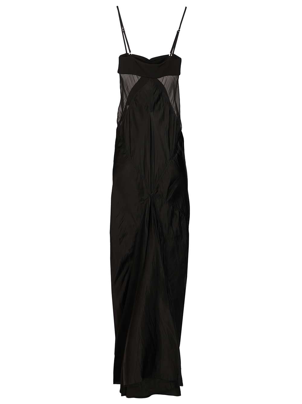 Rick Owens Combo Long Satin Dress Dresses - Black | a7528e8a872ca3a3772397765eecf7192c5e2054