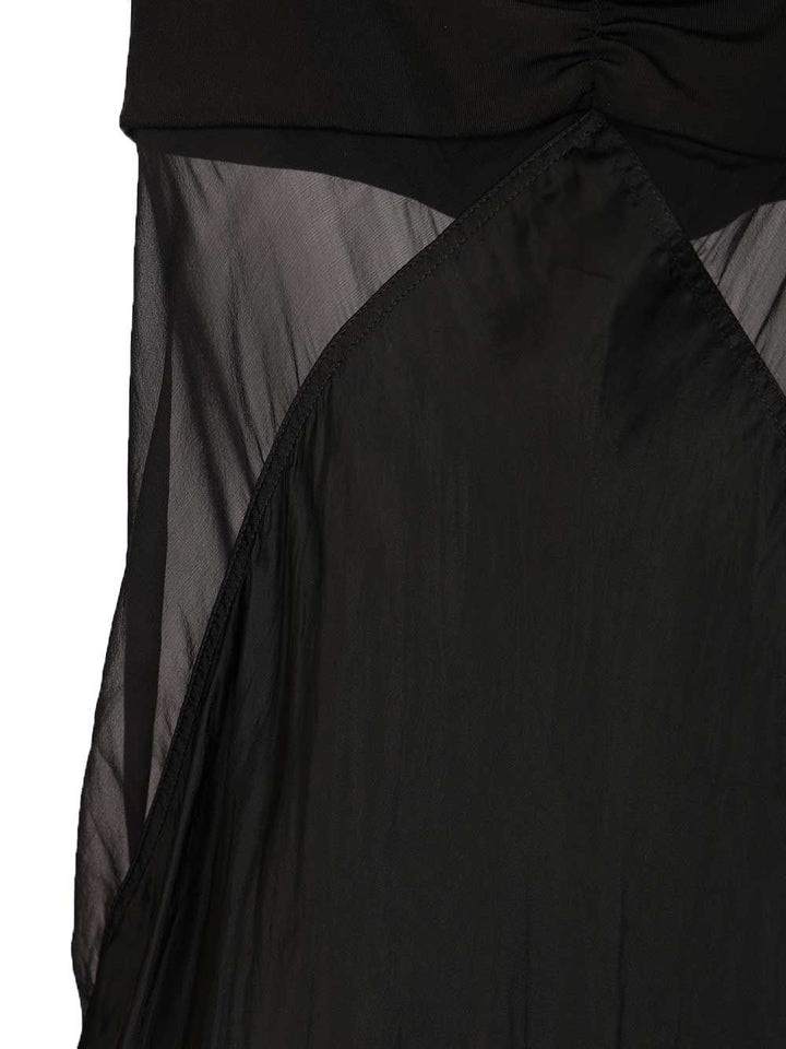 Rick Owens Combo Long Satin Dress Dresses - Black | a42ee2be4d19e47cfe9159401acb7bbcd836daf4