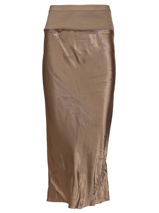 Knee Bias Midi Skirt Skirts Beige