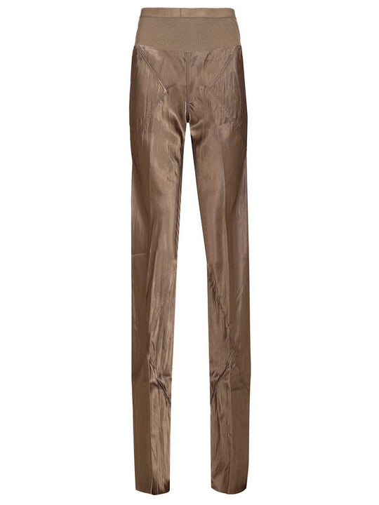 Bias Satin Flared Trousers Beige