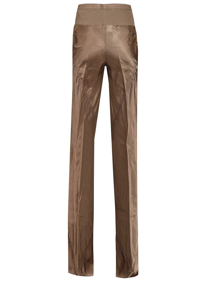 Rick Owens Bias Satin Flared Trousers - Beige | 8001eadf91403778380d48ad725bd6b55417bb32
