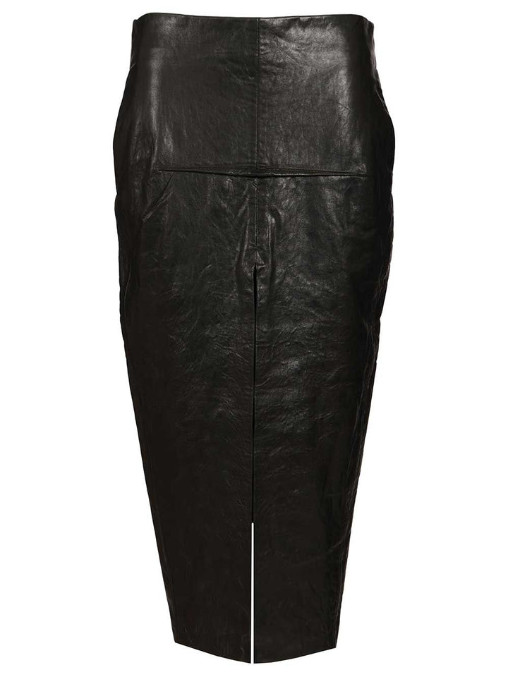 Rick Owens Leather Long Skirt Skirts - Black | 1544a96268eb7218119691421d8501157d3fed4b