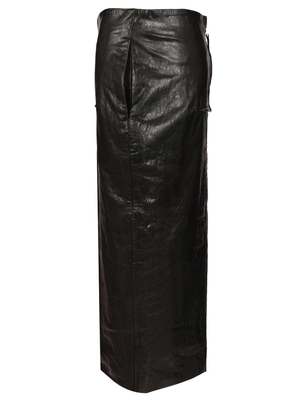 Rick Owens Leather Long Skirt Skirts - Black | 8f9af728b5e128bf9c0ad5964d94e2c92a3978ab