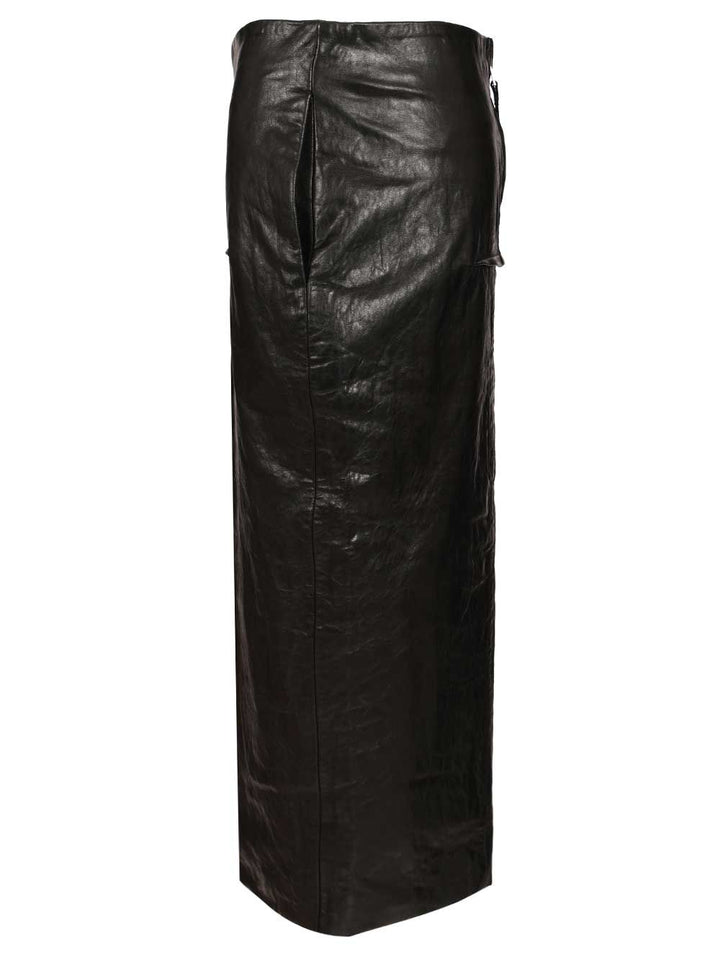 Rick Owens Leather Long Skirt Skirts - Black | 8f9af728b5e128bf9c0ad5964d94e2c92a3978ab
