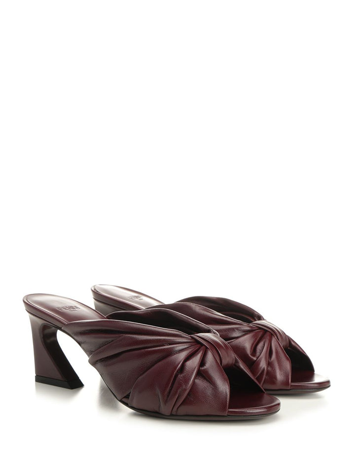 Fendi Slides In Shiny Nappa Leather Sandals - Brown | 93d4a4bcac498d3ce115bd019efc51415a072177