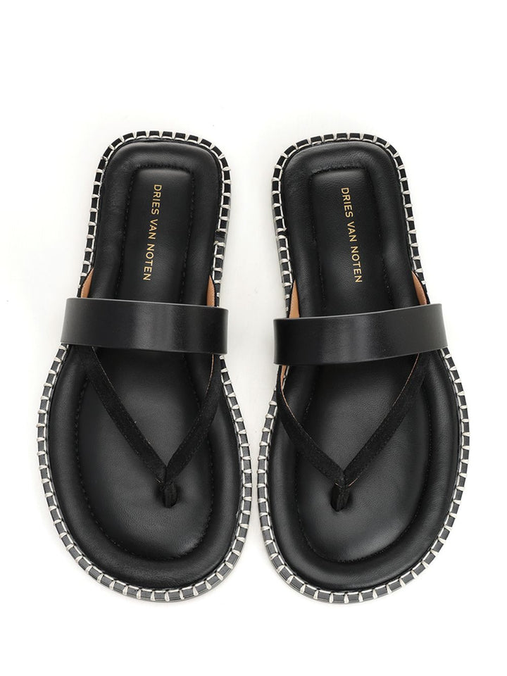 Dries Van Noten Leather Flip-Flops Scarpe basse - Black | b153e4ecebe70c2a5ca8d38f54ef5b8c1fccee98