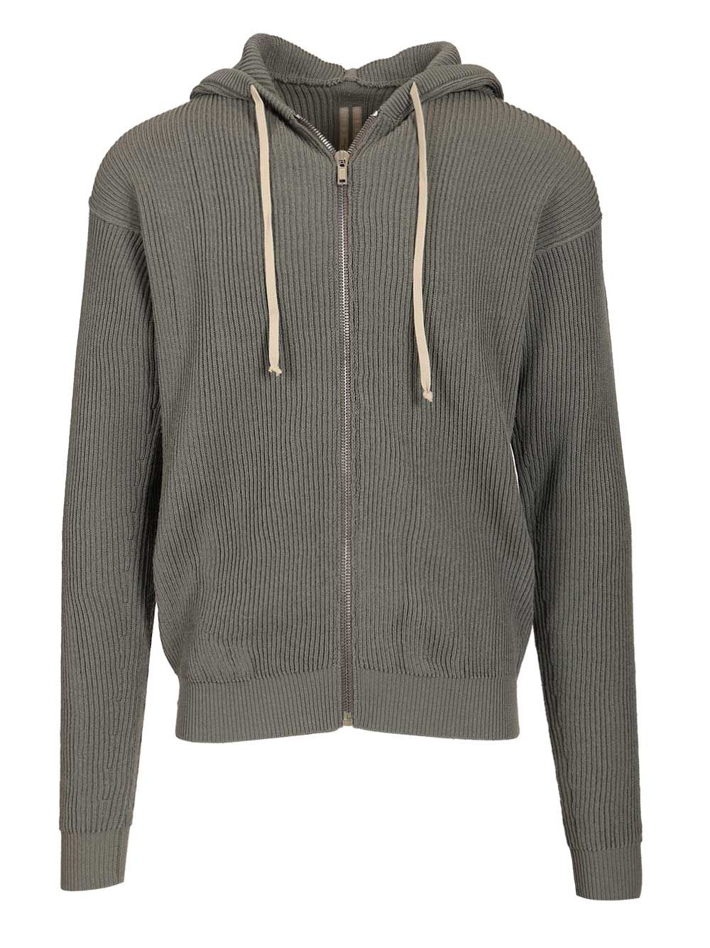 Rick Owens Ribbed Wool Hooded Knitwear - Light blue | 8bb65831f7c2e77c2502071de538643768b68bff