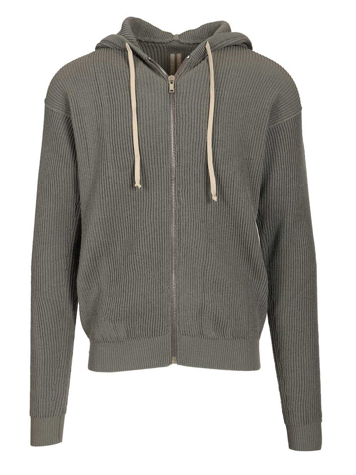 Rick Owens Ribbed Wool Hooded Knitwear - Light blue | 8bb65831f7c2e77c2502071de538643768b68bff
