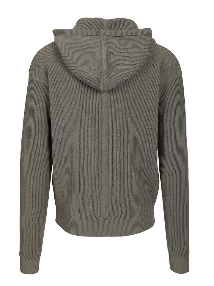 Rick Owens Ribbed Wool Hooded Knitwear - Light blue | da1df93978421cdb320d1242e62f3d9dcc3e291c