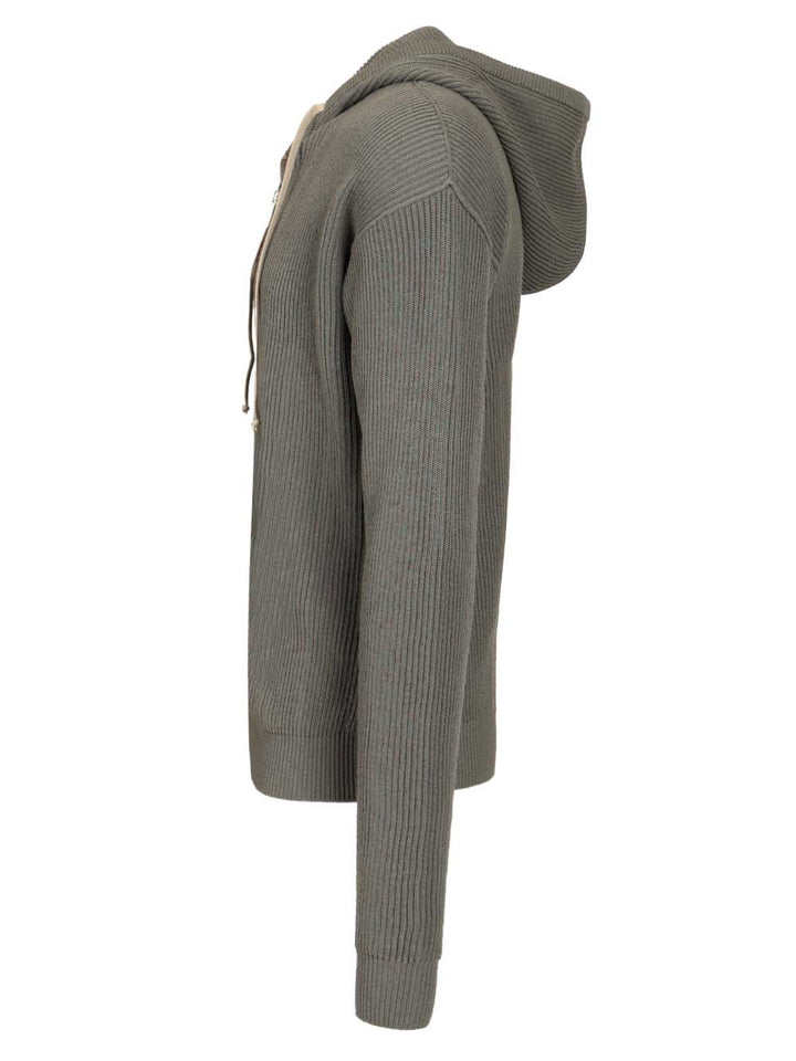Rick Owens Ribbed Wool Hooded Knitwear - Light blue | e56893e4cceac67fb140591c09f1733b8b062e01