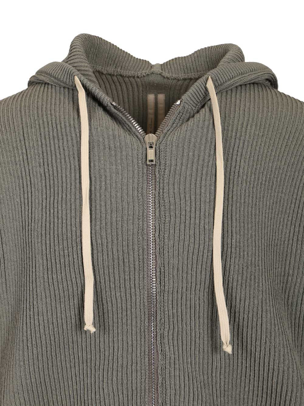 Rick Owens Ribbed Wool Hooded Knitwear - Light blue | 9c5528761a9ca6338d233ba32f837b16362cdc9d