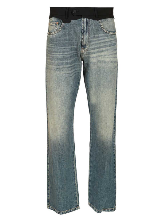 With Blue Waistband Jeans Blue