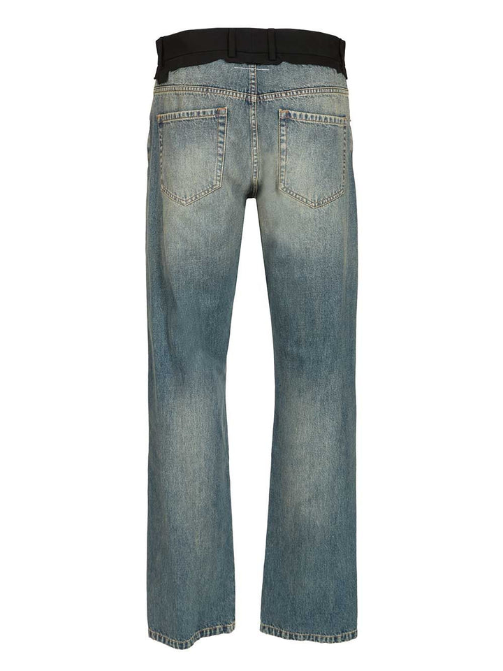 Mm6 Maison Margiela With Blue Waistband Jeans - Blue | 8087a80543c9ae782312a99b4b60042763f517a9