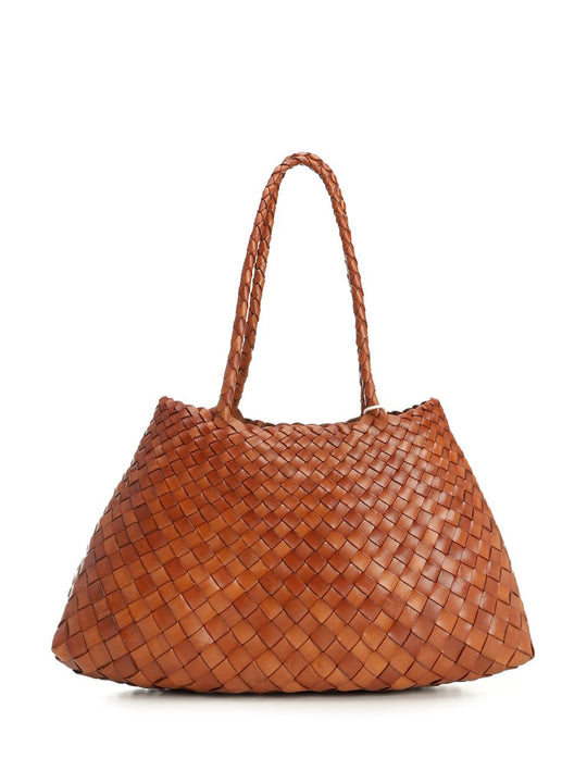 Santa Croce Big Woven Leather Tote Bag Shoulder Bags Brown