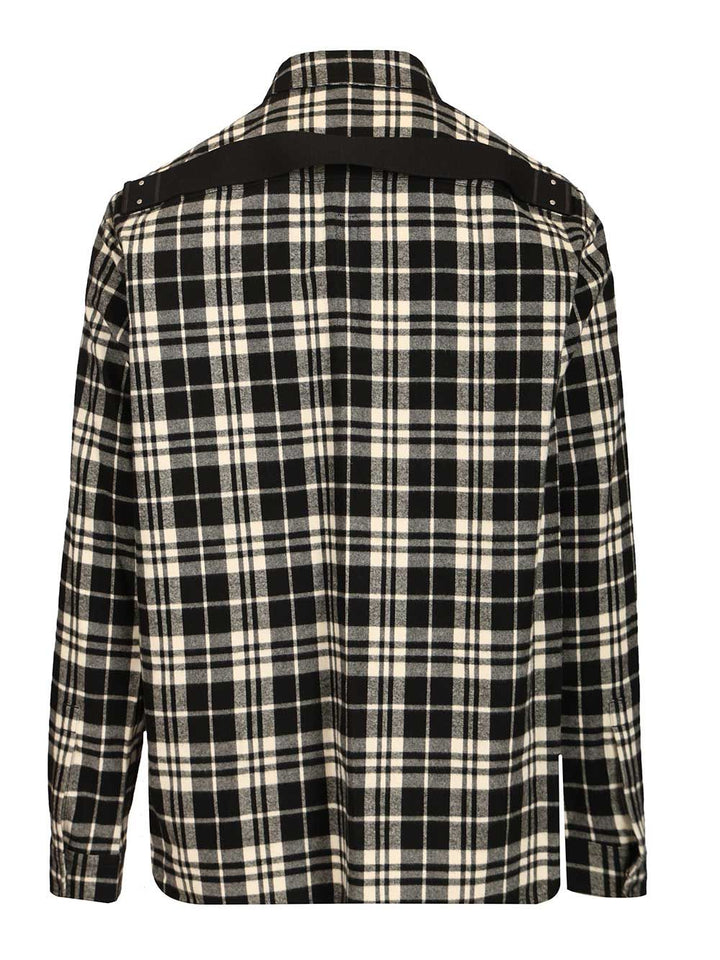 Rick Owens Temple Checked Cotton Shirt Jackets - Black | ccdc9e7be16bc6f9d8e0ccc0834fe20cf7cac8df