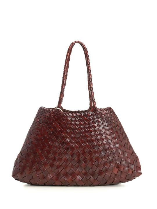 Santa Croce Big Woven Leather Tote Bag Shoulder Bags Brown