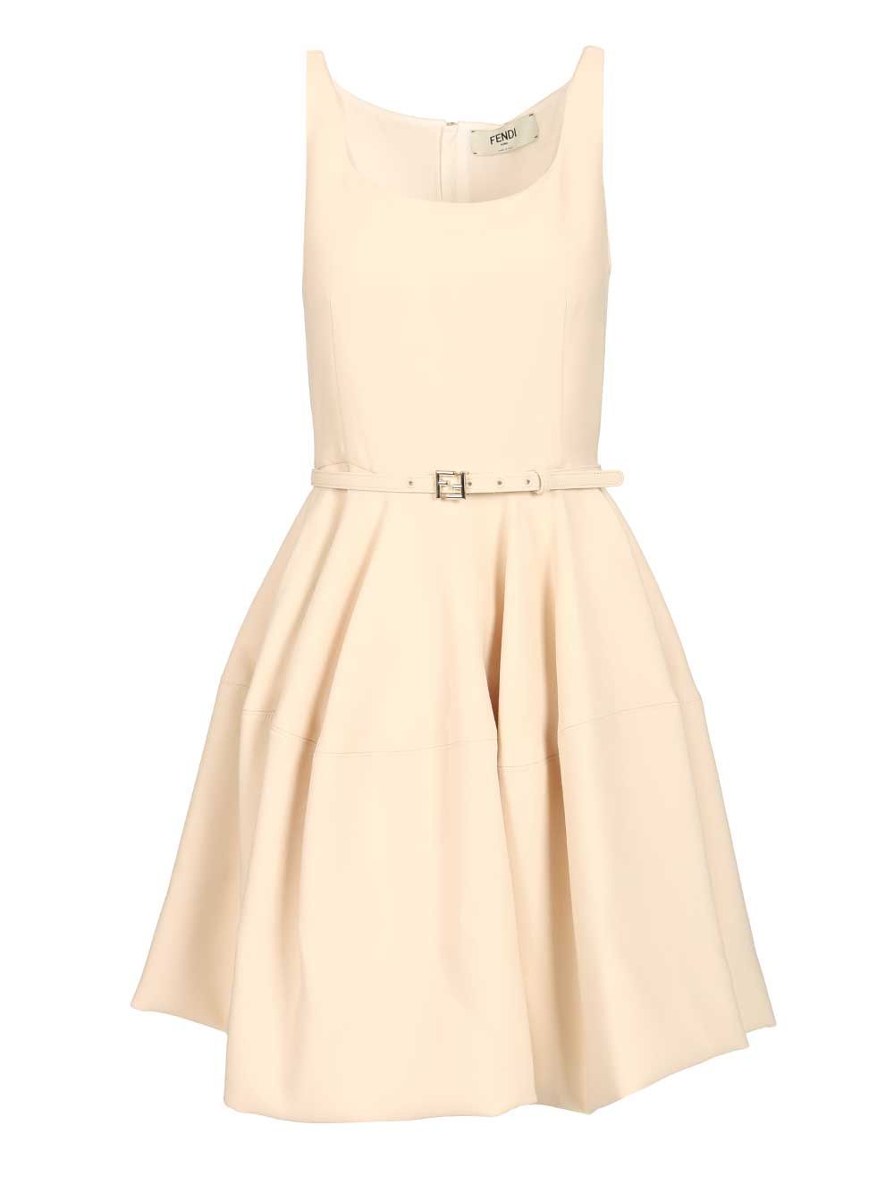 Fendi Mini Dress In Wool And Silk Blend Dresses - Beige | 5b2d64a3693ec62a683b1b21d1c385f1d55089d6