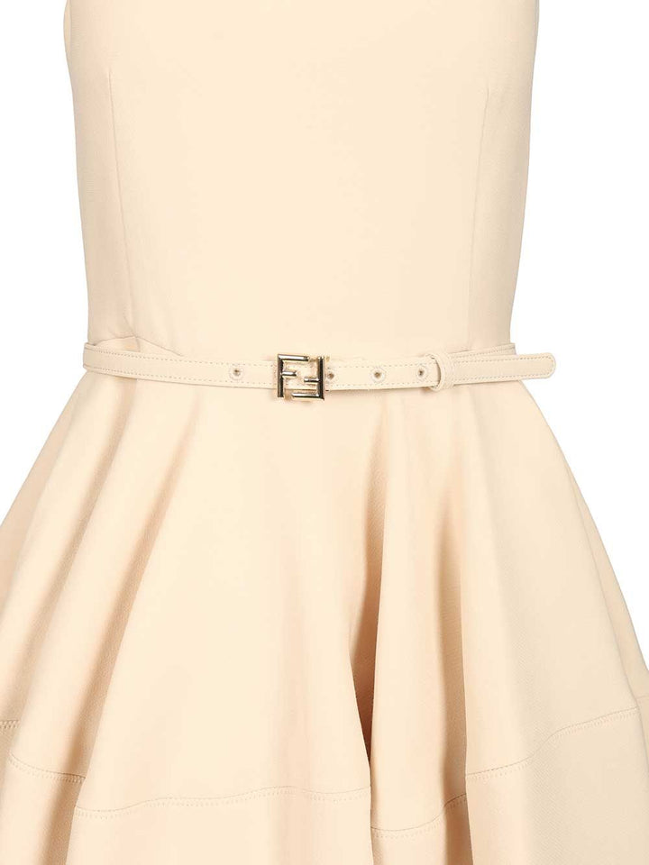 Fendi Mini Dress In Wool And Silk Blend Dresses - Beige | 83acdb61cb162832751b83ee0c281ef9434273bc