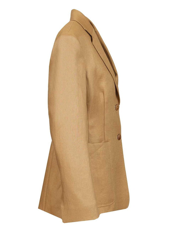 Max Mara Linen Blazer Jackets - Beige | 7763f2124c9803274b7caf89601cac4a7cea01d0