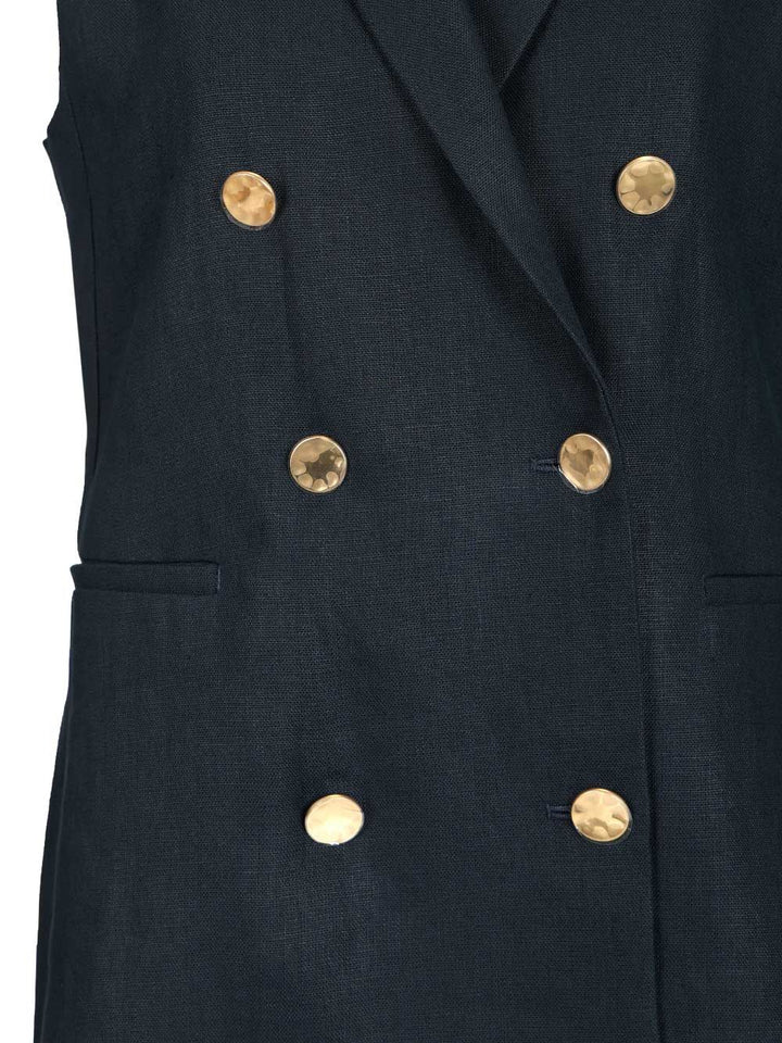 'S Max Mara Double-Breasted Vest Jackets - Blue | 6560a936eacf22ea6eca7b740a679cc6522d1a9b