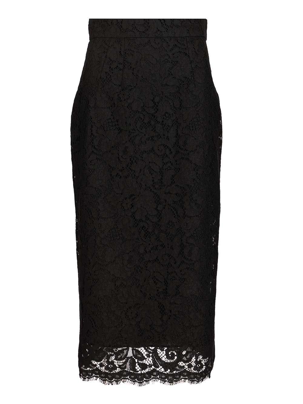 Dolce & Gabbana Stretch Lace Midi Skirt Skirts - Black | 87565b4b5498b5607979177915848b6c13003fbc