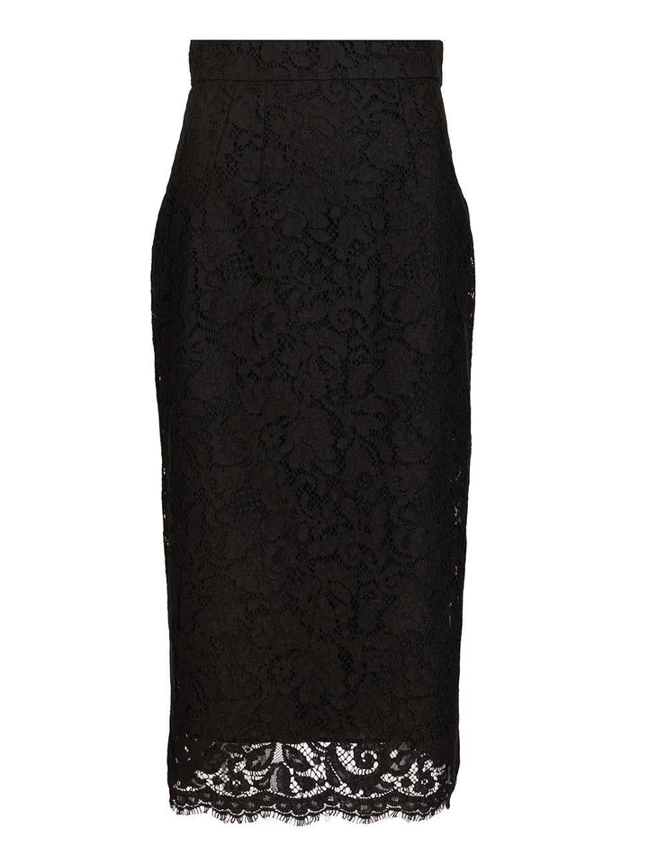 Dolce & Gabbana Stretch Lace Midi Skirt Skirts - Black | 87565b4b5498b5607979177915848b6c13003fbc