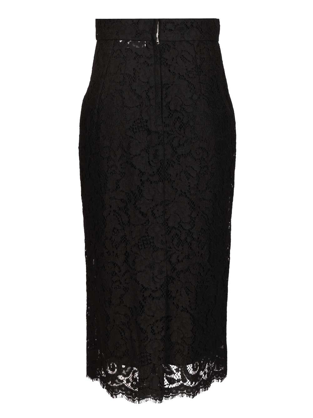 Dolce & Gabbana Stretch Lace Midi Skirt Skirts - Black | 3097141bba615667b4acd44534a81815ea111fb7
