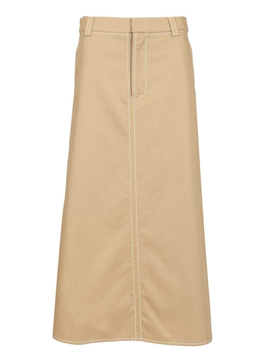 Long A-Line Skirt Skirts Beige