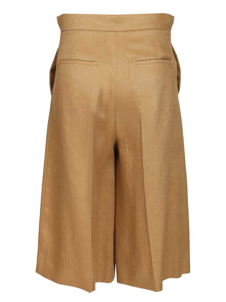 Max Mara Linen Twill Bermuda Shorts Trousers - Beige | 0e6a3e1a3ad80fed954a73b0149a61a59bad746f