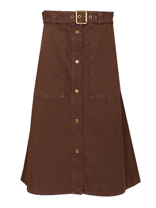Cotton Midi Skirt With Belt Skirts Bordeaux