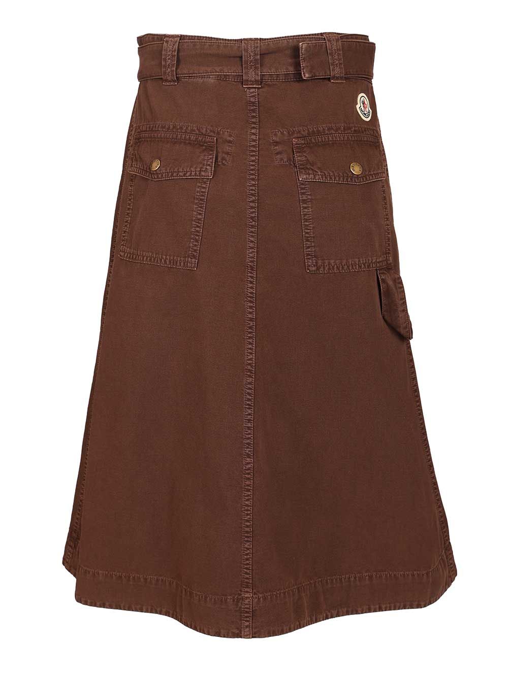 Moncler Cotton Midi Skirt With Belt Skirts - Bordeaux | 28b7898b214b5305c4877945fb1867705ea2883f