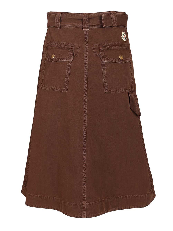 Moncler Cotton Midi Skirt With Belt Skirts - Bordeaux | 28b7898b214b5305c4877945fb1867705ea2883f