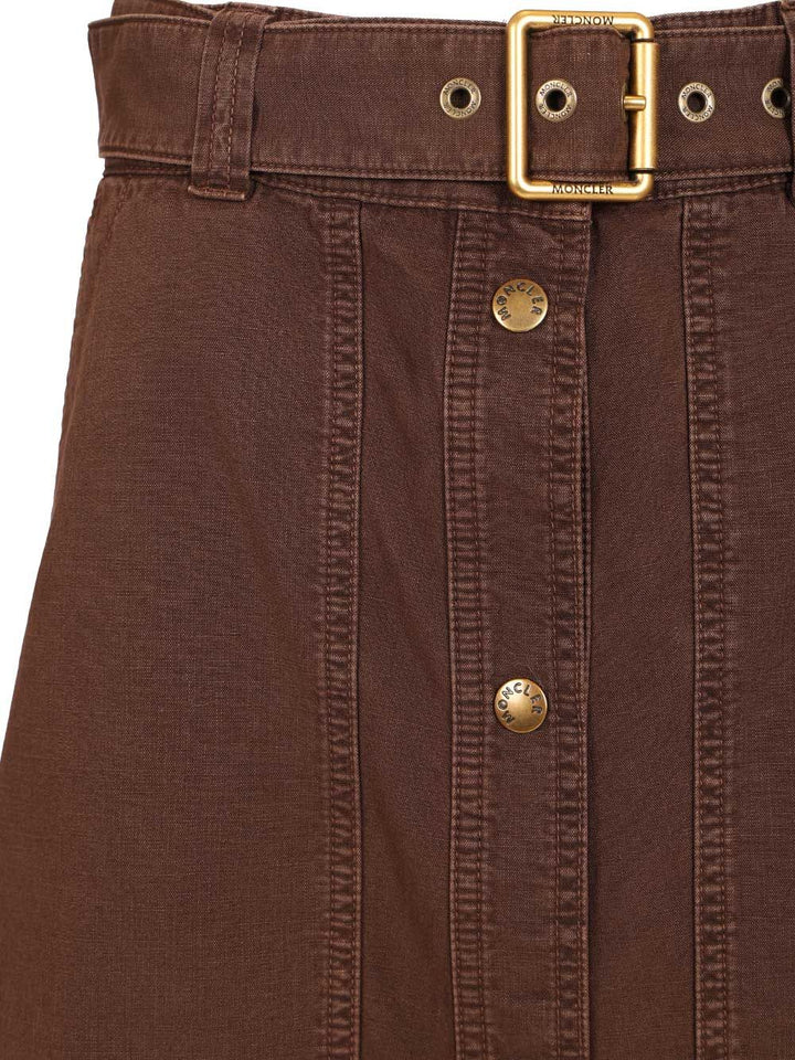 Moncler Cotton Midi Skirt With Belt Skirts - Bordeaux | 6c146722fffdfba3f3d66e0de54e488bca179713